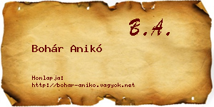 Bohár Anikó névjegykártya