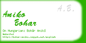 aniko bohar business card