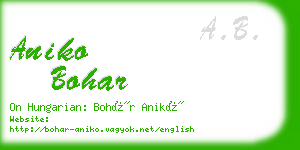 aniko bohar business card